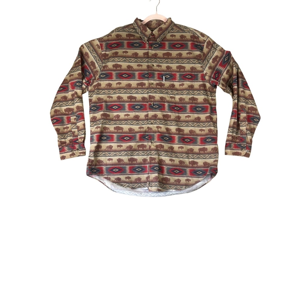 Roundtree & Yorke Authentic Outfitters Buffalo Southwestern Aztec Shirt Mens L